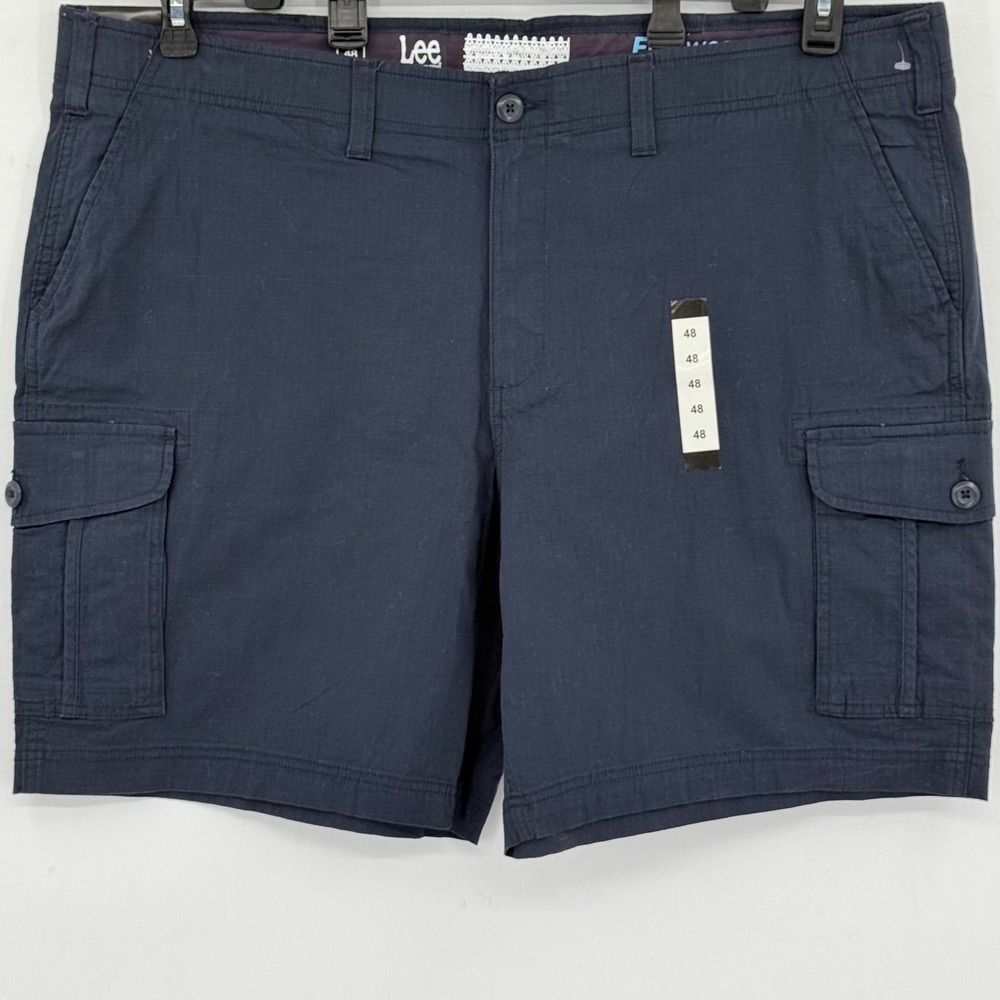 Lee Performance Men's Flexwear Navy Blue Ripstop Cargo Shorts Sz 48 Stretch NWT